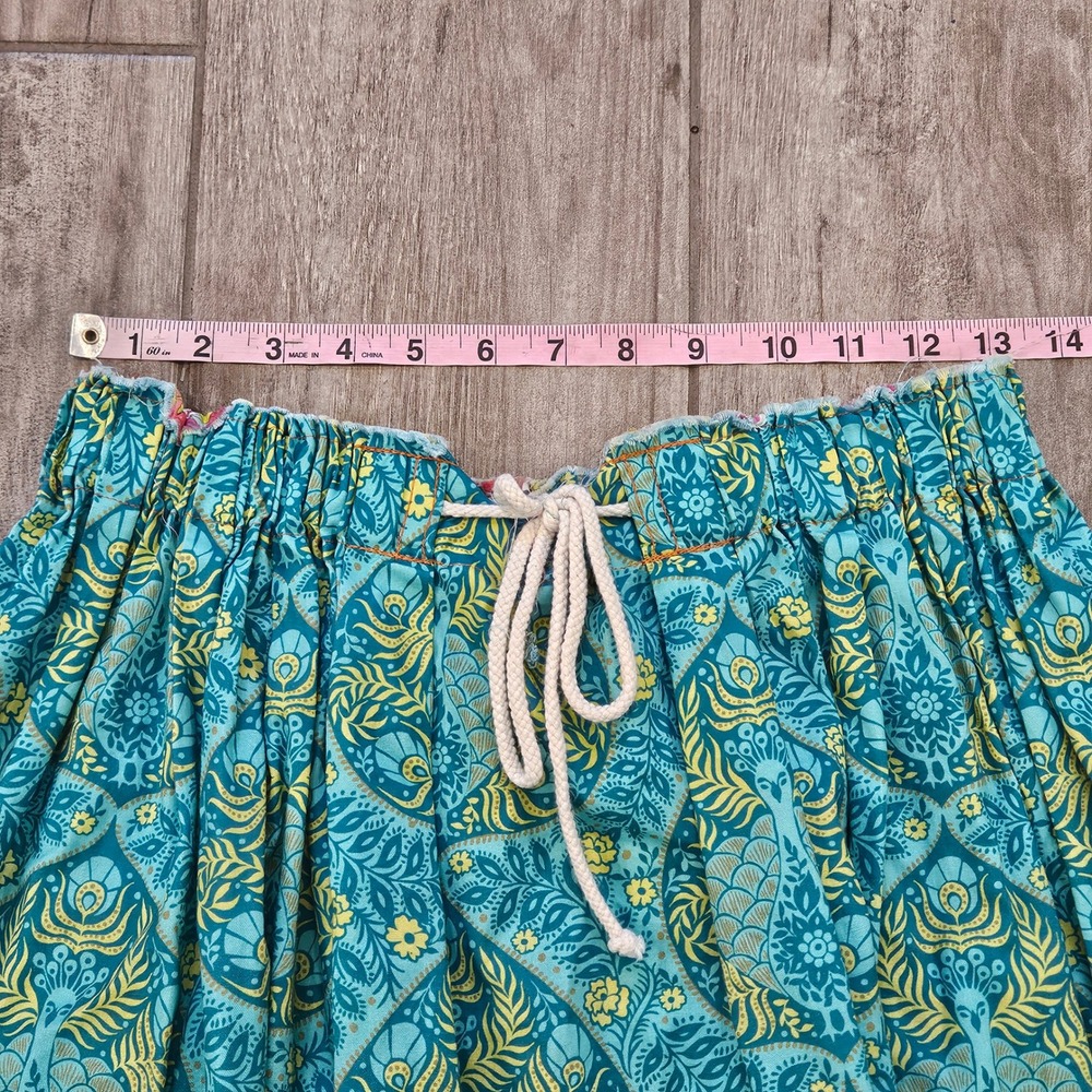 Lema French Market Skirts Womens OS Teal Peacock Damask A-Line Cotton Artsy Folk - Picture 3 of 6